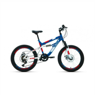 Велосипед ALTAIR MTB FS 20 disc (20" 6 ск. рост. 14") 2019-2020, синий/красный, RBKT02N06003