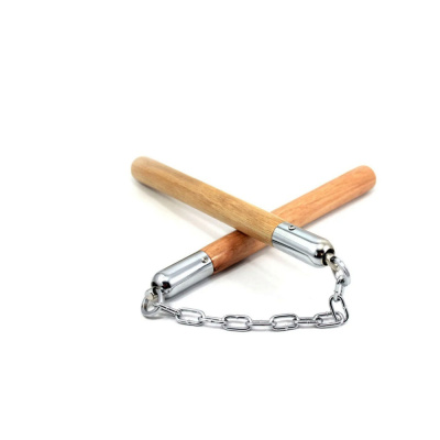 Нунчаки деревянные, облегченные, тренировочные, соединение - цепью(21см) 178гр, длина- 24см ВВ23 