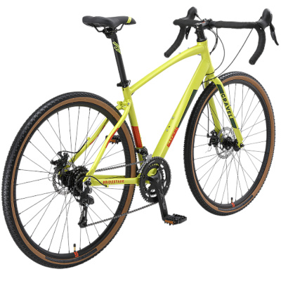 Велосипед Stark'24 Gravel 700.3 D лимонный матовый/оранжевый, зеленый 22"