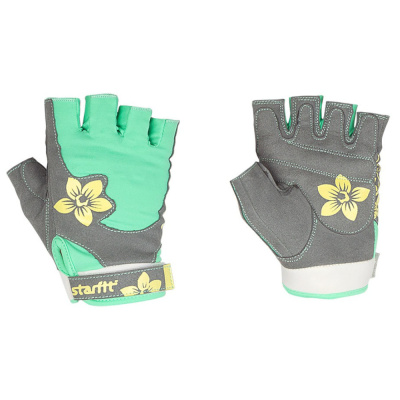 Перчатки для фитнеса STARFIT SU-112, серый/мятный/желтый (XS)