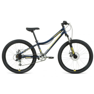 Велосипед FORWARD TITAN 24 2.0 D (24" 6 ск. рост. 12") 2022, темно-синий/золотой, RBK22FW24024