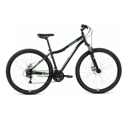 Велосипед ALTAIR MTB HT 29 2.0 disc (29" 21 ск. рост 17") 2020-2021, черный/ярко-зеленый, RBKT1MN9Q0