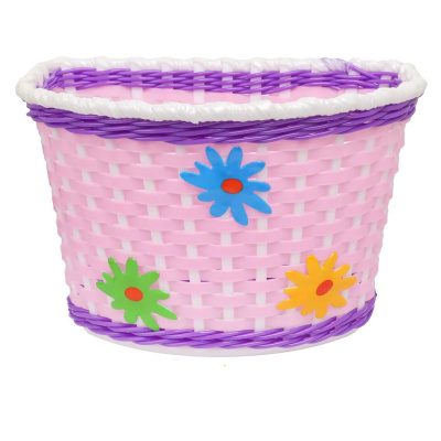 Велокорзина HL-BS02-4 передняя для детских велосипедов, пластиковая, розовая