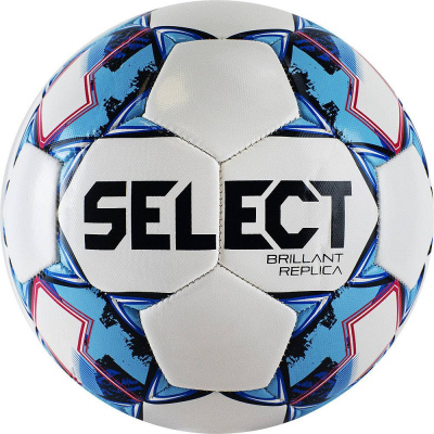 Мяч футб. "SELECT Brillant Replica" арт.811608-102, р.5, 32 пан., гл. ПВХ, маш.сш, бело-голубой