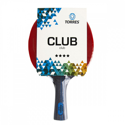 Ракетка для н/т TORRES Club 4*, арт.TT21008, для тренировок, накладка 2,0 мм, конич. ручка