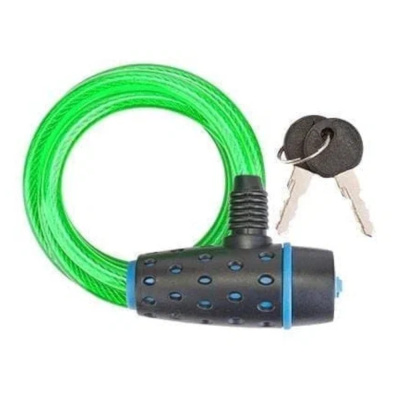 Трос-противоугонка с ключем STELS 8х1800 мм 87318 чёрно-зелёный