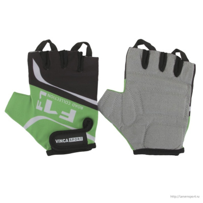 Перчатки велосипедные, черные с зеленым, размер L