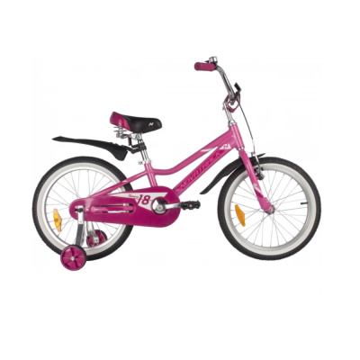 Велосипед NOVATRACK 18" NOVARA алюм., розовый, пер.руч., зад.нож. тормоз, короткие крылья, полная за