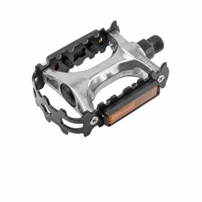 Педали FP-971 Feimin, алюминиевая основа, стальная корзина, со светоотражателями, ось диам. 9/16" из