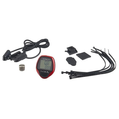 Велокомпьютер 10 функций, thita-3, проводной, Красный Techwell