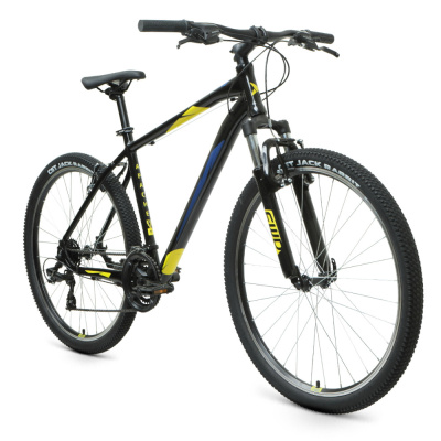 Велосипед FORWARD APACHE 27,5 1.2 S (27,5" 21 ск. рост 19") 2020-2021, черный/желтый, RBKW1M37GS10