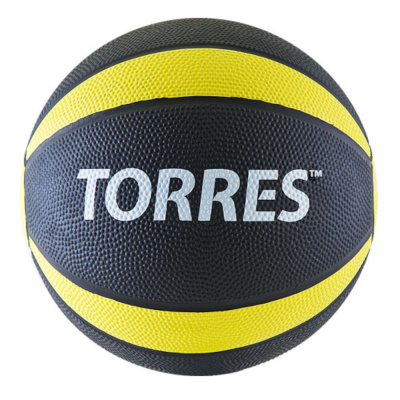 Медбол "TORRES 1 кг", арт.AL00221, резина,  диаметр 19,5 см, черно-желто-белый
