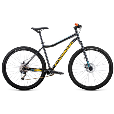 Велосипед FORWARD SPORTING 29 X D (29" 9 ск. рост. 21") 2022, черный/золотой, RBK22FW29974