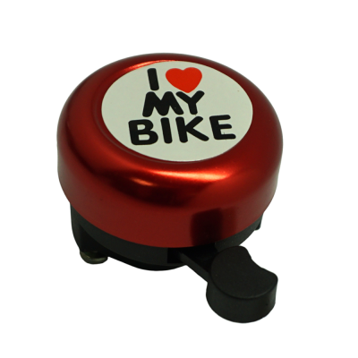 Звонок "I LOVE MY BIKE" красный, сталь/пласт.