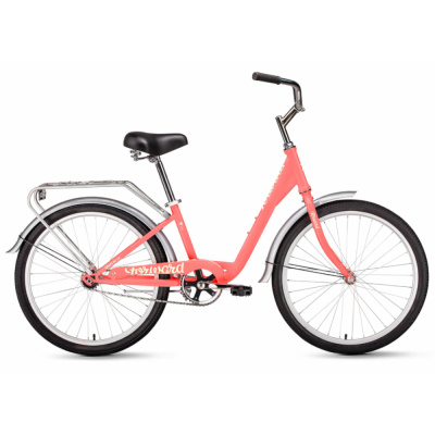 Велосипед FORWARD GRACE 24 (24" 1 ск. рост. 13") 2020-2021, коралловый/бежевый, RBKW1C141002