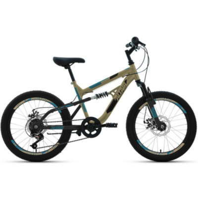 Велосипед ALTAIR MTB FS 20 D (20" 6 ск. рост. 14") 2022, бежевый/черный, RBK22AL20046