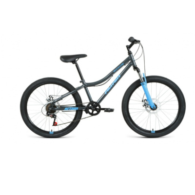Велосипед ALTAIR MTB HT 24 2.0 D (24" 6 ск. рост. 12") 2022, темно-серый/голубой, RBK22AL24095