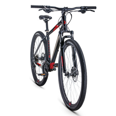 Велосипед FORWARD APACHE 29 2.0 disc (29" 21 ск. рост. 17") 2020-2021, черный/красный, RBKW1M69Q002	