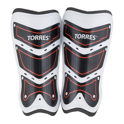 Щитки "TORRES Training" арт. FS1505M-RD, р. M, без голеностопа, две заст. на лип, чер-бел-крас