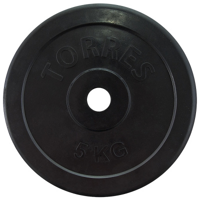 Диск обрезин. "TORRES 5 кг" арт.PL50705, d.25мм, металл в резиновой оболочке, черный