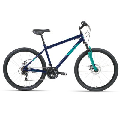 Велосипед ALTAIR MTB HT 26 2.0 D (26" 21 ск. рост. 19") 2022, темно-синий/бирюзовый, RBK22AL26114