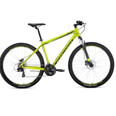 Велосипед FORWARD APACHE 29 3.0 disc (29" 21 ск. рост 17") 2019-2020, желтый/черный, RBKW0M69Q008