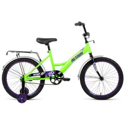 Велосипед ALTAIR KIDS 20 (20" 1 ск. рост. 13") 2022, ярко-зеленый/фиолетовый, IBK22AL20041