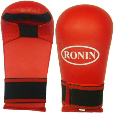 Перчатки pS спаринг., для карате Ronin, красные, кожа,F114А+ загнутые, Пакистан, класс Люкс