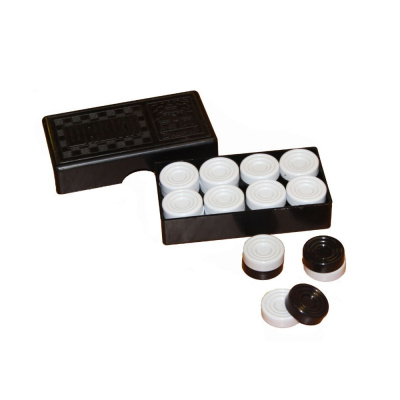 Шашки 13x7x3 диаметр шашки 30 мм (12 белых, 12 черных)