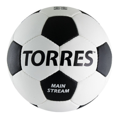 Мяч футб. "TORRES Main Stream",арт.F30184,р.4, 32 пан. PU, 4 под. слоя, руч. сшив., бело-черный