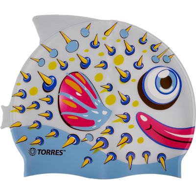 Шапочка для плав. дет. TORRES Junior, SW-12206BF, серо-голубой, силикон
