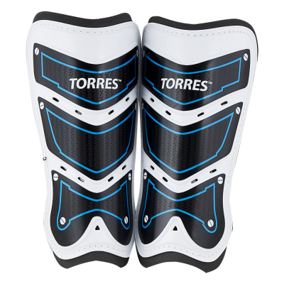 Щитки "TORRES Training"  арт. FS1505M-BU,р. M, без голеностопа, две заст. на лип, черно-бело-синий