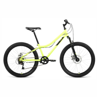 Велосипед ALTAIR MTB HT 24 1.0 (24" 6 ск. рост. 12") 2022, ярко-зеленый/черный, IBK22AL24096