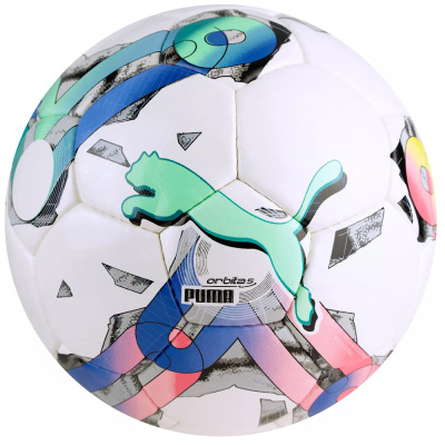 Мяч футб. PUMA Orbita 5 HS, 08378601, р.5, 32 пан, ПУ, ручная сшивка, бело-мультиколор