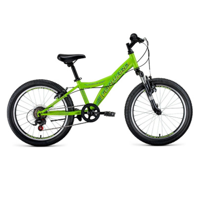 Велосипед FORWARD DAKOTA 20 2.0 D (20" 6 ск. рост. 10.5") 2022, ярко-зеленый/ярко-оранжевый, RBK22FW