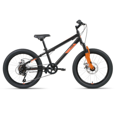 Велосипед ALTAIR MTB HT 20 2.0 D (20" 6 ск. рост. 10.5") 2022, черный/оранжевый, IBK22AL20080