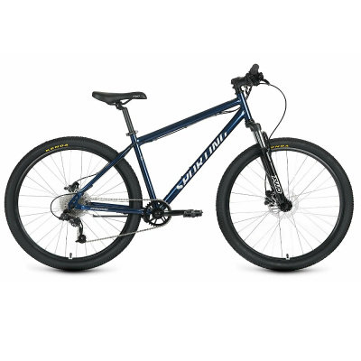 Велосипед FORWARD SPORTING 27,5 3.2 HD (27,5" 8 ск. рост. 19") 2023, темно-синий/серебристый