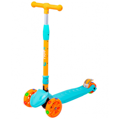 Самокат 3-х колесный RIDEX Bunny, 135/90 мм, голубой/оранжевый 