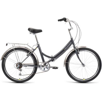 Велосипед FORWARD VALENCIA 24 2.0 (24" 6 ск. рост. 16" скл.) 2022, темно-серый/зеленый, RBK22FW24076