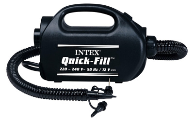 Насос электрический Quick-Fill High PSI, 12В/220В, 2-х скоростной, 3 насадки в комплекте,Intex