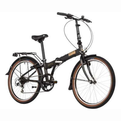 Велосипед NOVATRACK 24" VORTEX черный, складной алюм. Shimano 6 speed, стальная вилка, вынос, алюм.р