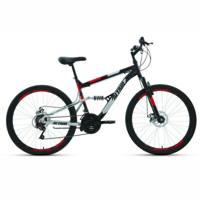 Велосипед ALTAIR MTB FS 26 2.0 D (26" 18 ск. рост. 18") 2022, черный/красный, RBK22AL26072
