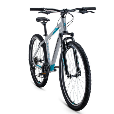 Велосипед FORWARD APACHE 27,5 1.0 (27,5" 21 ск. рост. 17") 2020-2021, серый/бирюзовый, RBKW1M67Q006