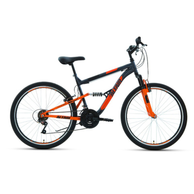 Велосипед ALTAIR MTB FS 26 1.0 (26" 18 ск. рост 18") 2020-2021, темно-серый/оранжевый, RBKT1F16E010