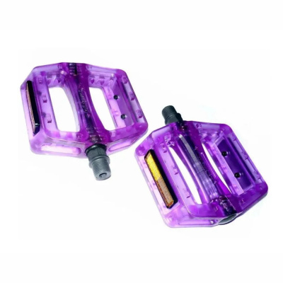 Педали, B107N, 110x110мм, пластик, 9/16", ось Cr-Mo, WELLGO, фиолетовые, 1PE920001125