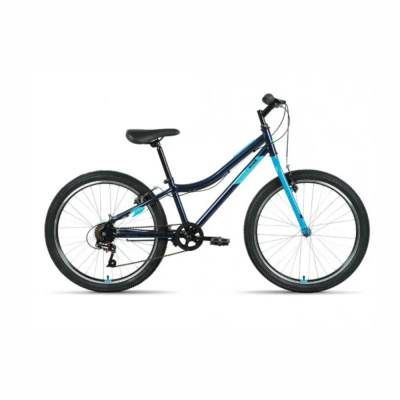Велосипед ALTAIR MTB HT 24 1.0 (24" 6 ск. рост. 12") 2022, черный/голубой, IBK22AL24089