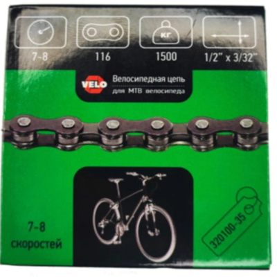 Цепь "VELO" 1/2 X 3/32 116зв для спорт.велосипеда 6-7ск,с замком/320100-52