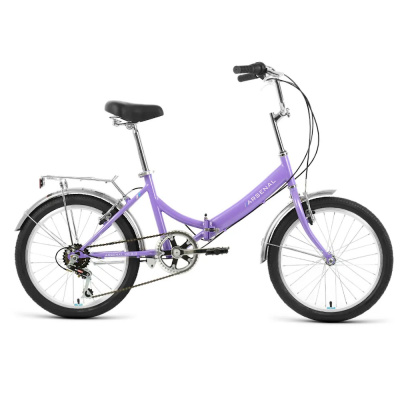 Велосипед FORWARD ARSENAL 20 2.0 (20" 6 ск. рост. 14" скл.) 2022, фиолетовый/белый, RBK22FW20537