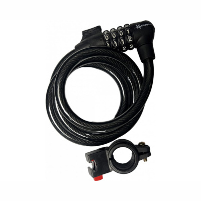 Замок противоугонный, 12x1200 мм, трос, код, черный, KLONK, 10332